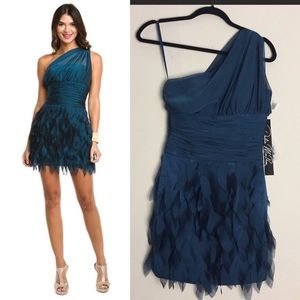 Dalia MacPhee teal one strap mini dress NWT
